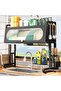 Heavy Duty Over the Sink Dish Drying Rack, 3 Tier Metal Kitchen Storage Organizer with Dust-Proof Cabinet, Large Dish Drainer with Utensil Holder, Over Counter Drying Shelf, Black - 7