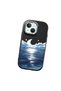 iPhone 13 Mini Compatible Shock-Absorbing Black Silicone Case with Camera Protection the Moon Rising from the Sea - 3