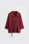 Mink Lininged Stone Printed Shirt Jacket with Knot Detail Per9789 - 7