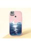 Poco C31 Compatible Shock-Absorbing Camera Protected Pink Silicone Case the Moon Rising from the Sea