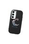 Samsung Galaxy S23 Compatible Shock-Absorbing Black Silicone Case with Camera Protection Moon and Star Pattern - 3