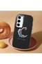 Samsung Galaxy S23 Compatible Shock-Absorbing Black Silicone Case with Camera Protection Moon and Star Pattern - 2