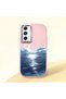 Samsung Galaxy A54 Compatible Shock-Absorbing Camera Protected Pink Silicone Case Moon Rising from the Sea