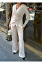 Women's Pearl Buckle Detailed Double-Breasted Collar Top and Bottom Set - 7