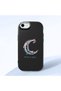 iPhone 7/8/Se 2020 2022 Compatible Shock-Absorbing Black Silicone Case with Camera Protection Moon and Star Pattern