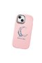 iPhone 15 Plus/14 Plus Compatible Shock-Absorbing Camera Protected Pink Silicone Case Moon and Star Pattern - 4