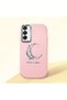 Samsung Galaxy M15 Compatible Shock-Absorbent Camera Protected Pink Silicone Case Moon and Star Pattern