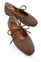 Aster Women's Suede Brown Bow Detailed Flat Toe Orthopedic Pad Supported Daily Ballet Shoes
