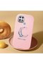 Oppo A15/A15S Compatible Shock-Absorbent Camera Protected Pink Silicone Case Moon and Star Pattern - 2