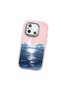Redmi 12C Compatible Shock-Absorbing Camera Protected Pink Silicone Case the Moon Rising from the Sea - 3