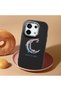 Redmi Note 13 Pro 5g Compatible Shock-Absorbing Camera Protected Black Silicone Case Moon and Star Pattern - 3