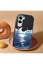 Vivo Y04/Y04S Compatible Shock-Absorbing Camera Protected Black Silicone Case the Moon Rising from the Sea - 2