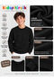 Unisex Children's Black Zero-Collar Sweatshirt 100% Cotton 3-Ply Fabric Without Shedding (4-Season) - 7