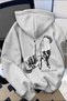 Unisex 3 Thread Cotton Gray Rocktheworld Print Loose Fit Sweatshirt Hoodie