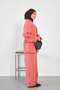 Women's Elastic Waist Front Tie Striped Pants Kimono Set Orange - 5