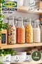 Glass Bottle with Korken Cap, Glass, 1 Liter Set of 3, Leak-Proof, Airtight Akdeni̇zshop - 4