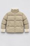 Girl's Stand Collar Plush Detailed Puffer Coat