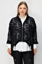 Women's Plus Size Short-Front Gathered Shirt and Zipper Closure Jacquard Double Suit 0390 Black - 3