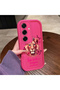 Samsung Galaxy S25 Plus Compatible Pink Red Silicone Lion King and Butterfly Pattern Case Shockproof Camera Protection