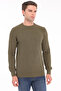 Khaki Men's 100% Cotton Zigzag Knit Patterned Crew Neck Knitwear Sweater Trist-1204 - 2