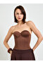 Coffee Brown Strapless Corset Top - 3