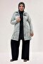 53021 Plus Size Denim Jacket with Stone Print Detail on the Front - Snow Wash Gray