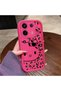 Redmi Note 13 Pro 5g Compatible Pink Red Silicone Leopard Pattern Kitty Case Shockproof Camera Protection