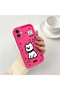 iPhone 12 Compatible Pink Red Silicone Dotted Dog Pattern Case Shockproof Camera Protection - 2