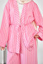 Women's Elastic Waist Front Tie Striped Pants Kimono Set Pink - 5