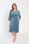 Women's Cotton Velvet Zippered Winter Dress / Mint 3821 - 2