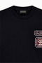 Men's Regular Fit Embroidered Logo Patterned Round Neck Thick Cotton Fabric Short Sleeve Black T-Shirt - 6