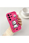 Samsung Galaxy S24 Ultra Compatible Pink Red Silicone Dotted Dog Pattern Case Shockproof Camera Protection - 2