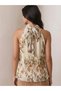 Floral Pleated Halter Neck Sleeveless Blouse - 7