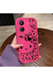 Poco C65 Compatible Pink Red Silicone Leopard Pattern Kitty Case Shockproof Camera Protection