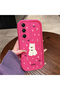 Samsung Galaxy A05S Compatible Pink Red Silicone Rose Dog Pattern Case Shockproof Camera Protection