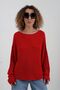 Dark red boat neck basic knit sweater - 5