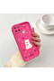 Realme C25Y/C21Y Compatible Pink Red Silicone Rose Dog Pattern Case Shockproof Camera Protection - 2