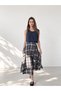 Hazel Plaid Layered Asymmetrical Midi Skirt Women's Khaki - Navy Blue - 5