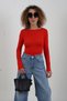Red boat neck modal cashmere blouse - 2