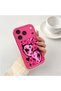 iPhone 17 Pro Compatible Pink Red Silicone Heart Mask Pattern Case Shockproof Camera Protection - 2