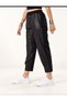 Women's Arksı Combed Cotton Front Leather Elastic Waist Black Trousers Comfortable Fit 38/46