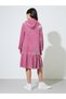 Teen Girls Pink Embroidered Ruffle Details Hooded Midi Dress - 4