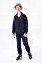 Boy's 3 Thread Plain Basic Zippered Stand Collar Double Pocket 2-Piece Tracksuit Set 4 Pieces - 2
