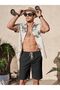 Comdecevis Men's Cotton Linen Casual Shorts - 5