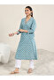 Blue Printed Cotton Straight Kurta - 6