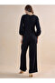 Black Plain Jumpsuit with Twist Detail - 6