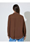 Brown Studded Oversized Denim Shirt with Frayed Edge - 5