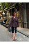 Women's Brown Double Button Oversized Short Trench Coat with Tie Detail