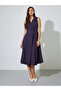 Purple Striped Double Breast Sleeveless Blazer Midi Dress