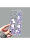 iPhone 15 Pro Compatible Transparent Silicone Case Purple Floral Cute Baby Rabbit Pattern Camera Protected Anti-Shock